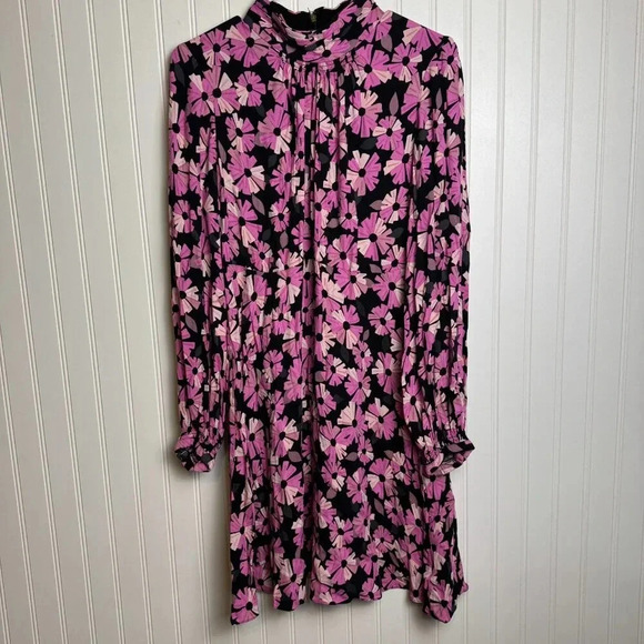 Kate Spade pink wallflower smocked long sleeve dress size 16 runs small - Picture 6 of 10